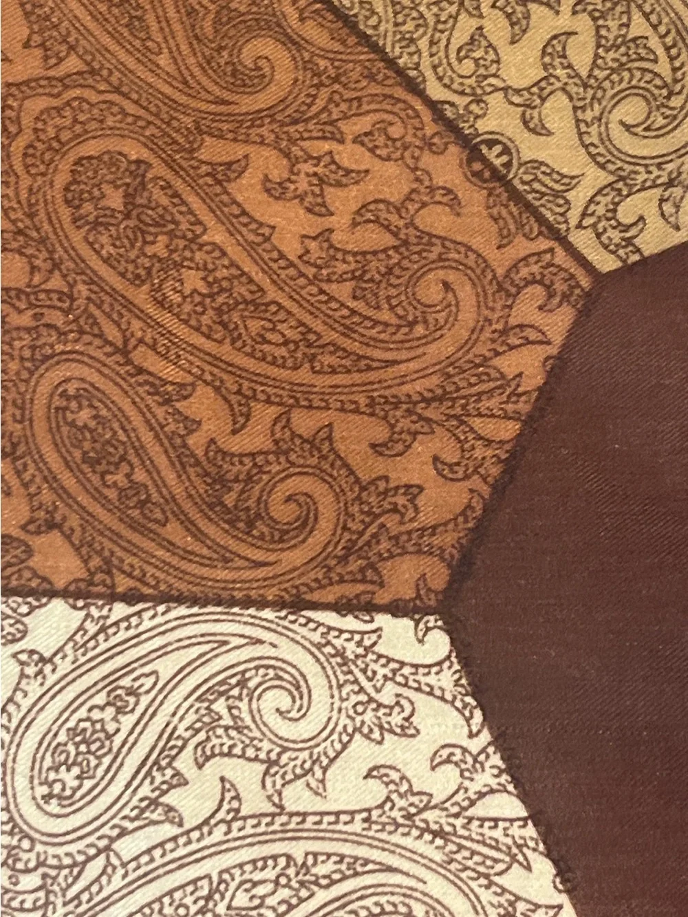 Vintage Paisley Patchwork Pocket Square Scarf Quadrant Design Hand Rolled Japan